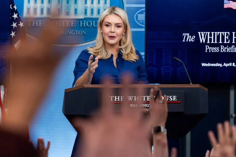 White House press secretary Karoline Leavitt speaks during a press briefing.