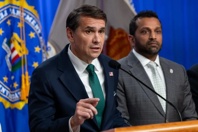 Acting Attorney General Todd Blanche and FBI Director Kash Patel.