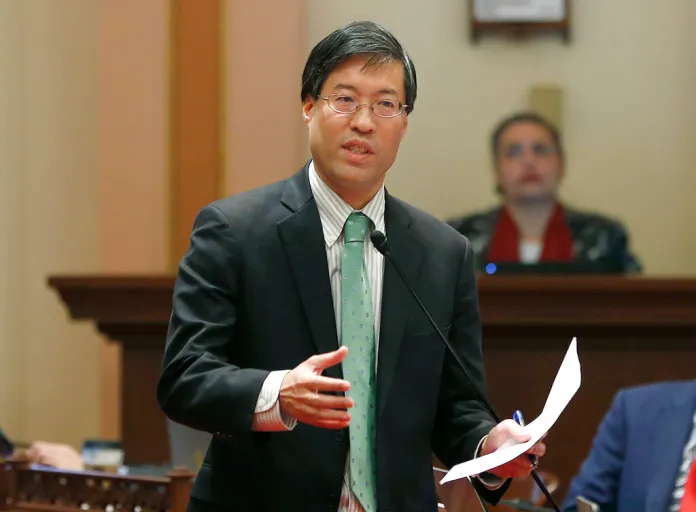 FILE - In this May 22, 2019, file photo, State Sen. Richard Pan, D-Sacramento, speaks to lawmakers in Sacramento, Calif. Pan spoke out against violence against Asians and called on California Gov. Gavin Newsom to name an attorney general from the Asian and Pacific Islander community during a news conference on March 17, 2021. (AP Photo/Rich Pedroncelli, File)