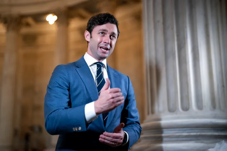 Sen. Jon Ossoff, D-G.A., speaks after a hearing.