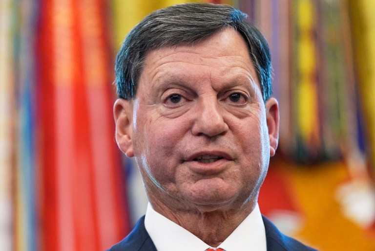 Social Security Commissioner Frank Bisignano speaks during an event with President Donald Trump in the Oval Office to mark the 90th anniversary of the Social Security Act, Thursday, Aug. 14, 2025, in Washington.