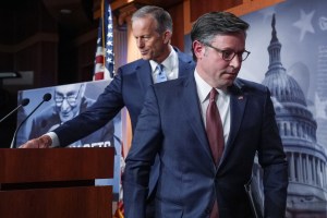 Mike Johnson panned for ‘caving’ to John Thune in potential DHS shutdown offramp