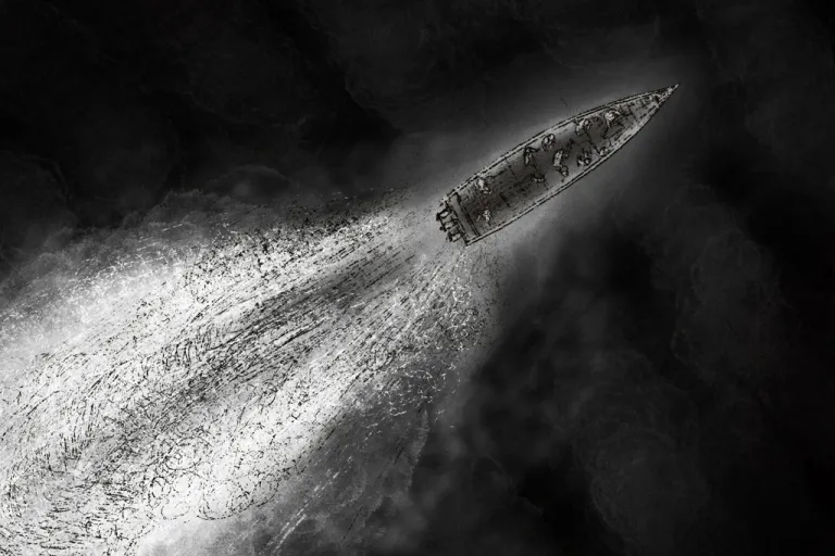 Aerial footage of the boat strike in the Pacific Ocean, according to SOUTHCOM. (AP Illustration / Peter Hamlin)