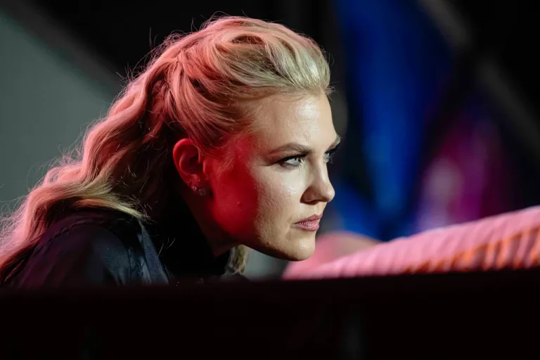 Erika Kirk listens to a question from an attendee during Turning Point USA's AmericaFest 2025, Friday, Dec. 19, 2025, in Phoenix. (AP Photo/Jon Cherry)