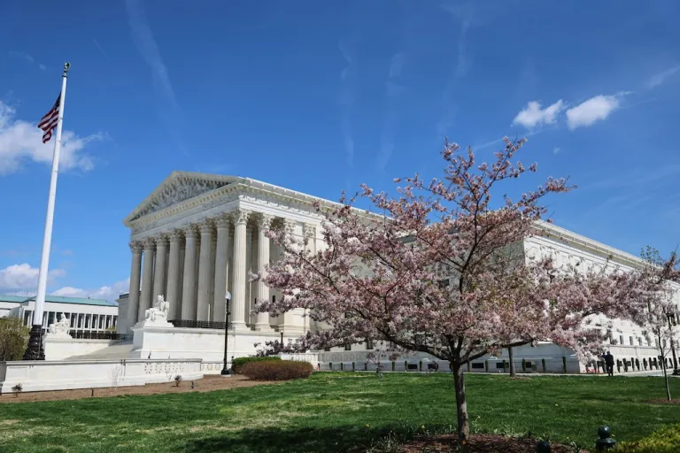The Supreme Court is seen in Washington, Wednesday, April 1, 2026. (AP Photo/Tom Brenner)