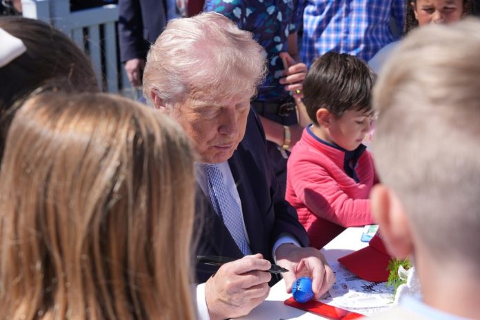 Trump jokes Biden would use autopen to sign autographs at Easter celebration