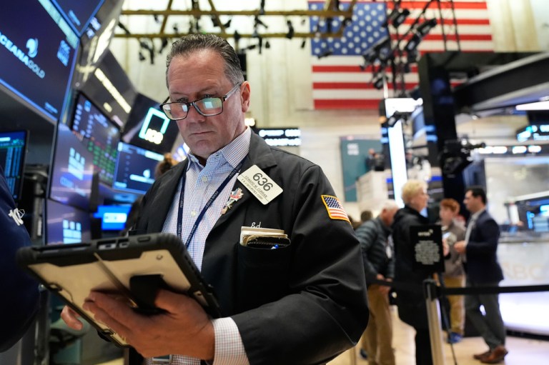 Ed Curran works on the floor at the New York Stock Exchange.