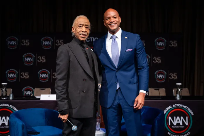 The Rev. Al Sharpton and Gov. Wes Moore (D-MD).