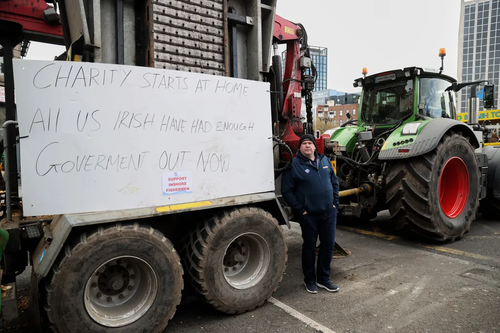 Tractors block O'Connell Street on the fifth day of the National Fuel Protest, in Dublin, Ireland