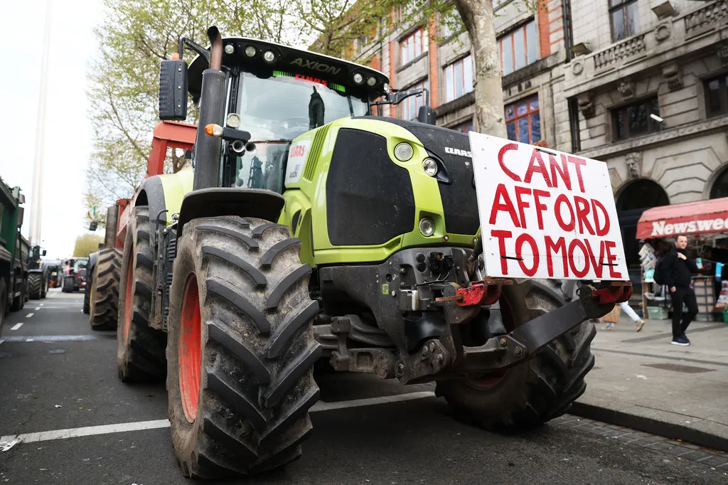 Tractors block O'Connell Street on the fifth day of the National Fuel Protest, in Dublin, Ireland