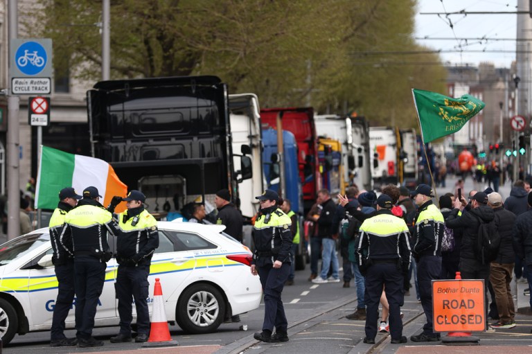 Trucks blocking roads in Ireland