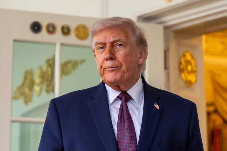 President Donald Trump speaks with reporters outside the Oval Office of the White House, Monday, April 13, 2026, in Washington.