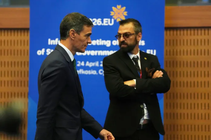 Sanchez walks to the EU summit in Cyprus