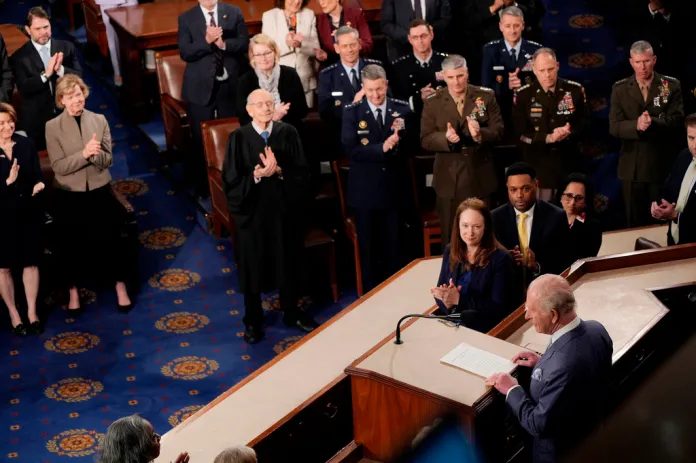 Britain's King Charles III speaks to a joint meeting of Congress in the House Chamber at the U.S. Capitol, Tuesday, April 28, 2026, in Washington.