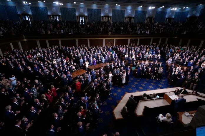 Congress applauds as Britain's King Charles III speaks to a joint meeting of Congress in the House Chamber at the U.S. Capitol, Tuesday, April 28, 2026, in Washington.