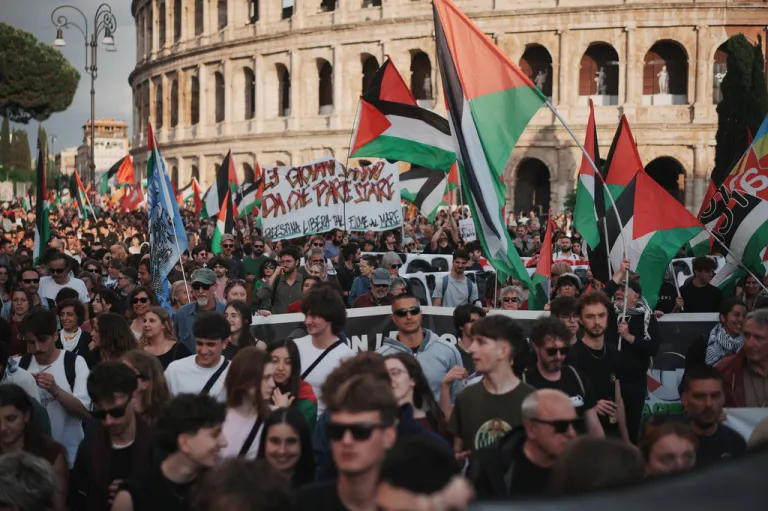 People stage a protest after activists attempting to break Israel's maritime blockade of Gaza say Israeli forces have intercepted their 