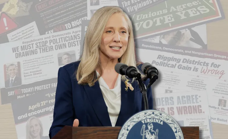 Virginia Governor Abigail Spanberger campaign flyers campaign redistricting