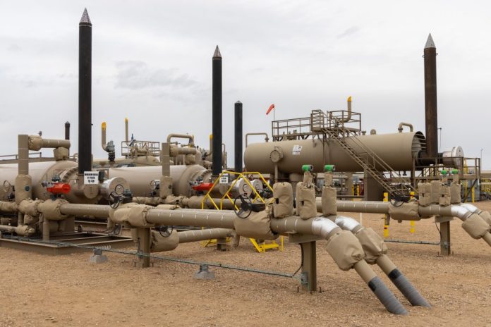 Piping at the Chevron Windom oil and gas production facility.