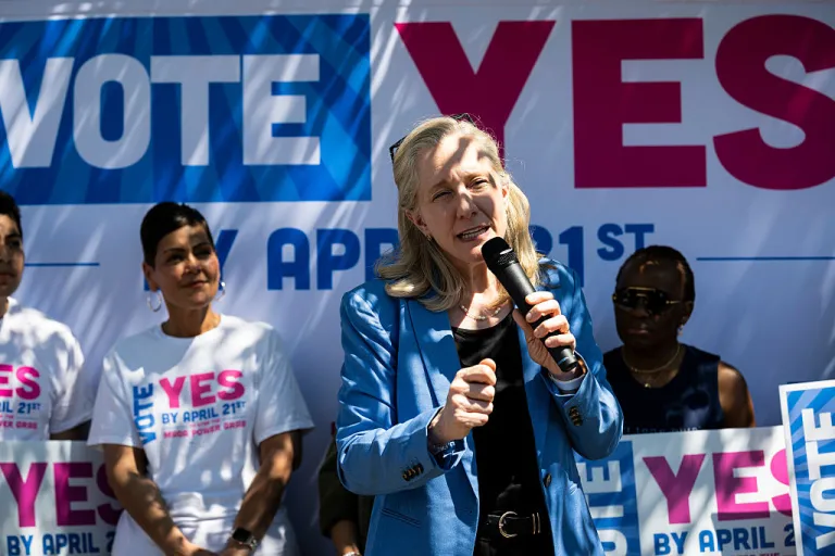 Abigail Spanberger, governor of Virginia, speaks during a 