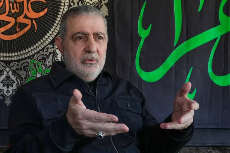 2 of 6 | Wafiq Safa, senior Hezbollah political council member, gestures as he speaks during an interview with The Associated Press in Beirut, Monday, April 13, 2026. (AP Photo/Hussein Malla)