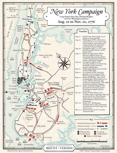 This Mount Vernon produced map shows the region around New York City that became the focal point of the American Revolution during the summer and fall of 1776.