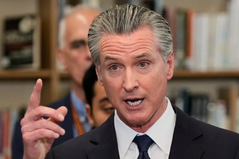 Governor Gavin Newsom speaks about the sexual assault allegations against Cesar Chavez during a press conference at San Lorenzo High School.