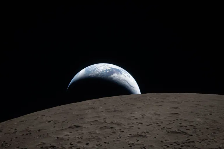 Earthset captured through the Orion spacecraft window.