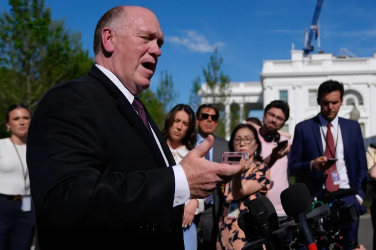 White House border czar Tom Homan speaks to reporters at the White House.