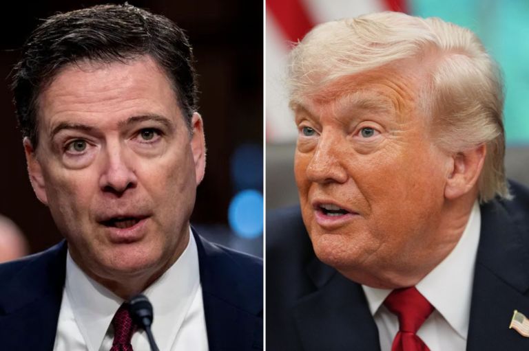 President Donald Trump criticized former FBI Director James Comey for putting his life in danger by posting a photo with the picture of seashells in the sand that spelled “86 47,