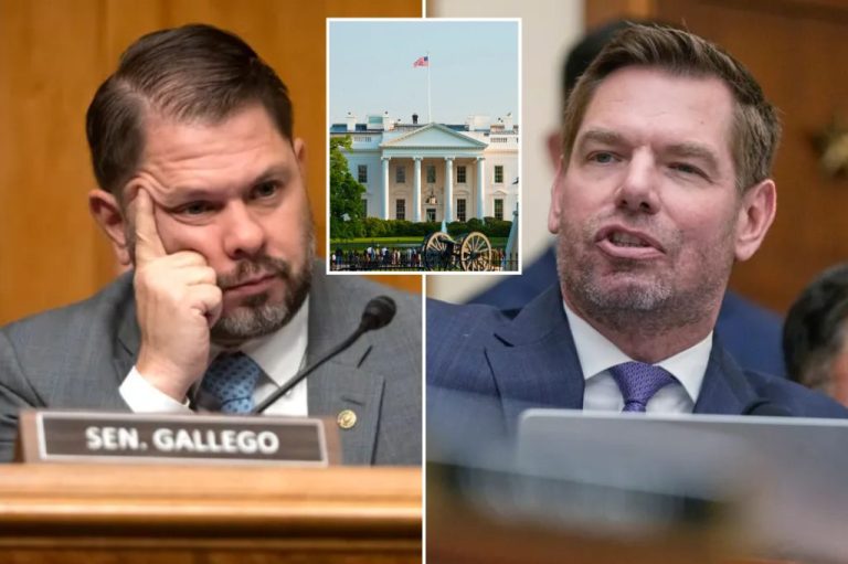 The rapid downfall of Rep. Eric Swalwell (D-CA), right, over sexual misconduct and rape allegations is threatening to claim the future political ambitions of Sen. Ruben Gallego (D-AZ), left, as a casualty.