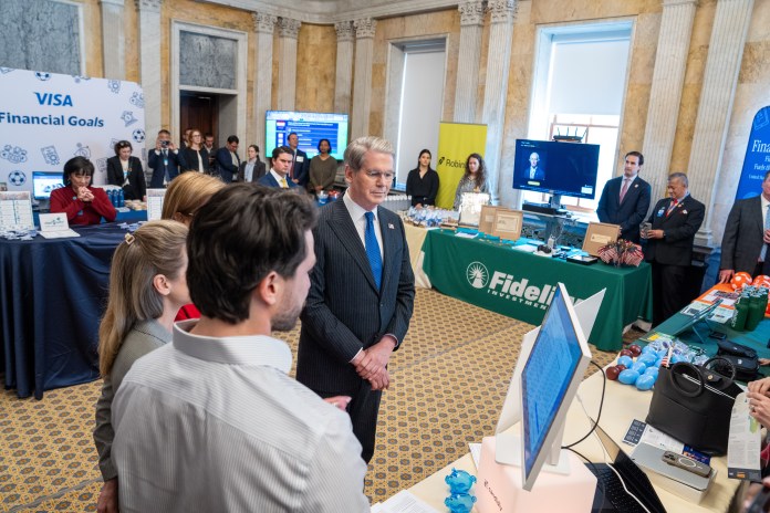 Treasury Secretary Scott Bessent at the Financial Literacy Capstone Event featuring interactive fair and Visa’s Financial Soccer (Treasury Department).
