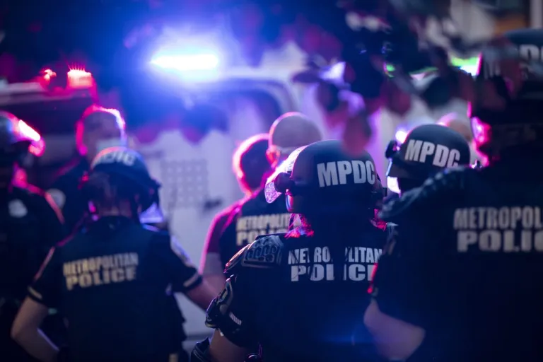 Metropolitan Washington, D.C., police officers arrest demonstrators after they gathered to protest the death of George Floyd, Monday, June 1, 2020, near the White House in Washington. (AP Photo/Alex Brandon)