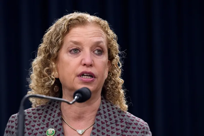 Rep. Debbie Wasserman Schultz, D-Fla., speaks during an event on Capitol Hill in Washington, Wednesday, Feb. 14, 2024, to raise awareness of the sexual and gender-based violence Hamas perpetrated against women and children in Israel on and since October 7. (AP Photo/Susan Walsh)
