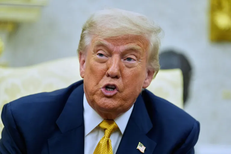 President Donald Trump speaks during a meeting with Bahrain's Crown Prince Salman bin Hamad Al Khalifa in the Oval Office of the White House, Wednesday, July 16, 2025, in Washington. (AP Photo/Alex Brandon)