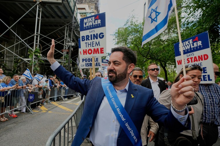 U.S. Rep. Mike Lawler, of New York's 17th District, marches in the 2025 Israel Day Parade