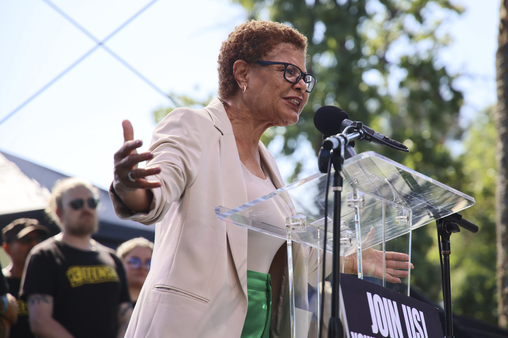 Karen Bass keeps lead in LA mayoral race after fiery debate