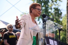 Karen Bass keeps lead in LA mayoral race after fiery debate