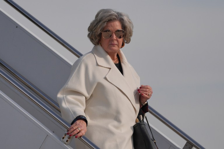 Susie Wiles “was going to be an English teacher” and, in her own words, became one of the most powerful women in the world by “happenstance.” (AP Photo/Evan Vucci)