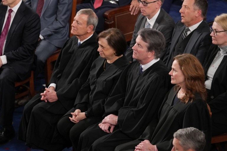 Supreme Court justices listen as President Donald Trump gives his State of the Union address