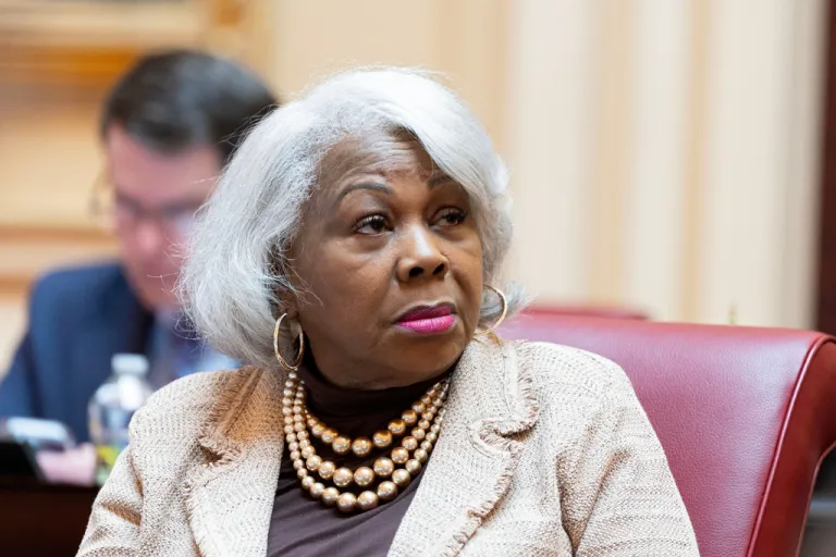 Virginia Senate President pro tempore Louise Lucas listens to debate on the Senate floor