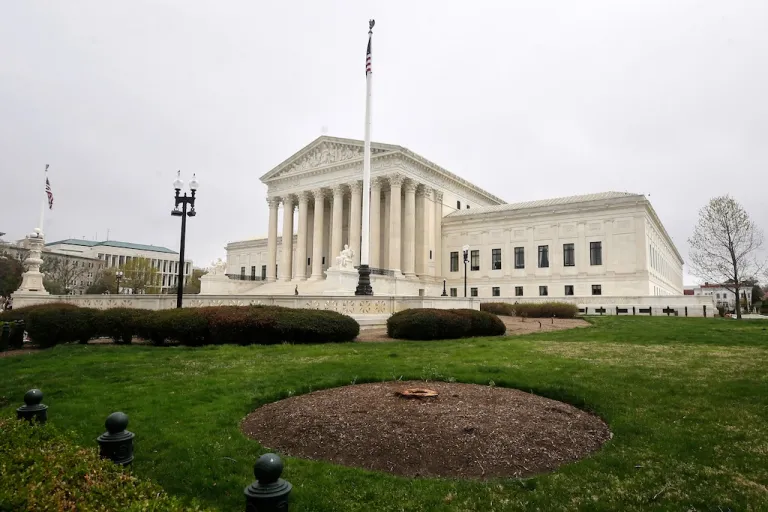 The U.S. Supreme Court is seen in Washington, Friday, April 3, 2026. (AP Photo/Rahmat Gul)