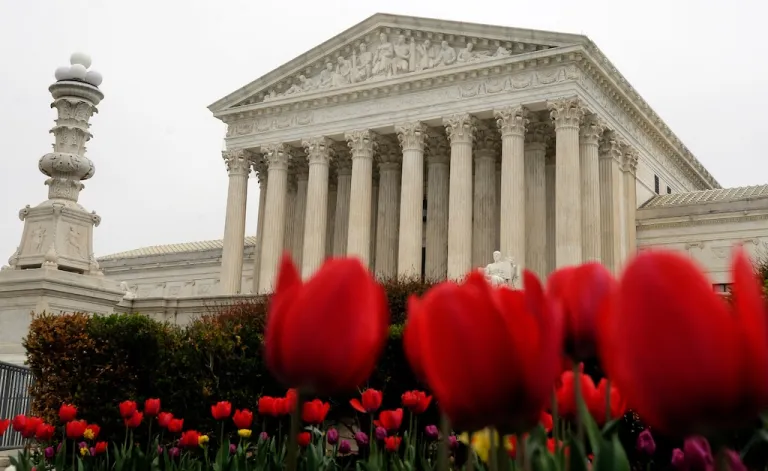 The U.S. Supreme Court is seen in Washington, Friday, April 3, 2026. (AP Photo/Rahmat Gul)