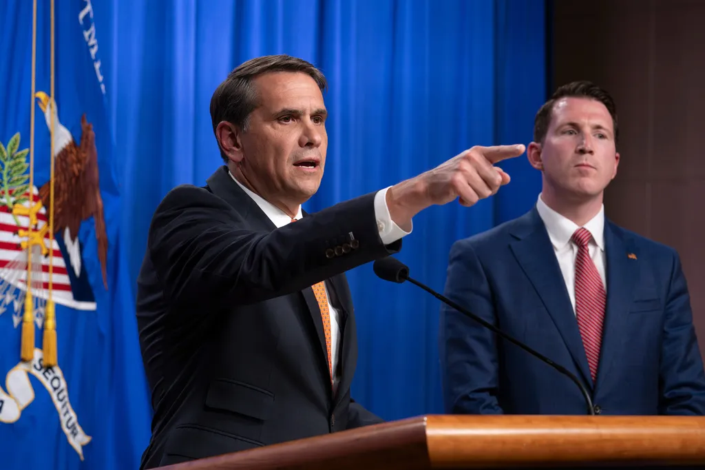 Acting Attorney General Todd Blanche and Assistant Attorney General for the Fraud Division Colin McDonald.