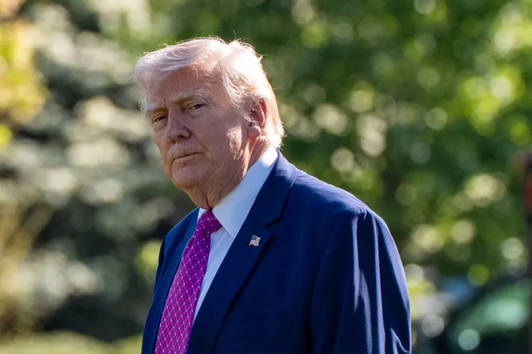 President Donald Trump walks to Marine One.