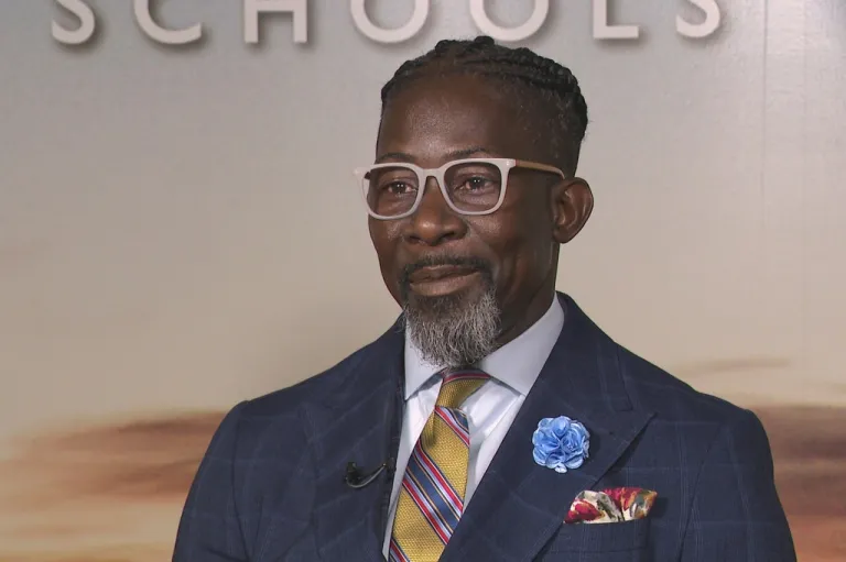 FILE - This photo provided by WOI Local 5 News in September 2025 shows Des Moines schools Superintendent Ian Roberts. (WOI Local 5 News via AP, File)