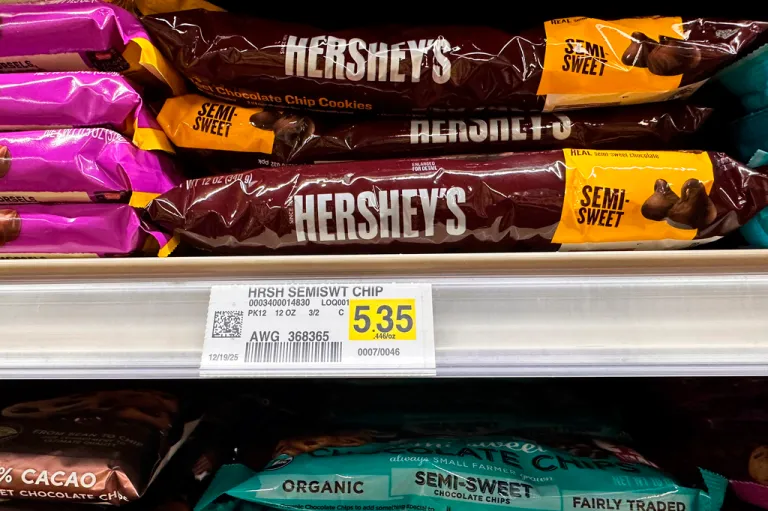 Chocolate is displayed for sale at a grocery store Wednesday, April 29, 2026, in Chicago.