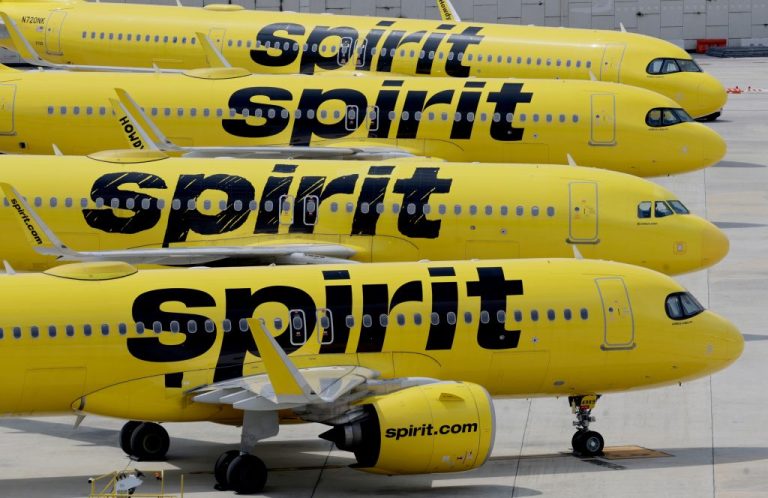 Spirit Airlines planes are grounded at Fort Lauderdale-Hollywood International Airport