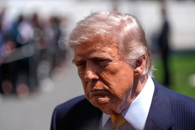 President Donald Trump outside on a sunny day