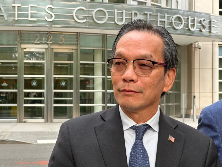 Lu Jianwang leaves a U.S. courthouse in Brooklyn, New York on Wednesday, May 13, 2026, following his conviction of acting as an illegal foreign agent for China.