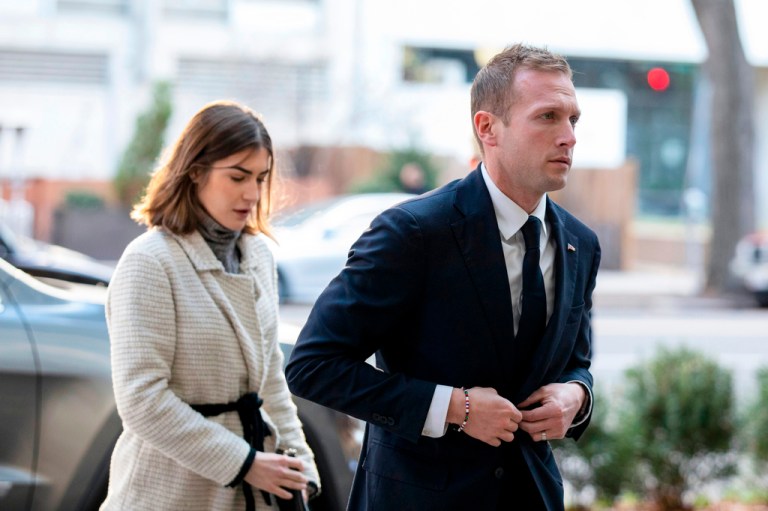 Rep.-elect Max Miller, R-Ohio, arrives for new member orientation check-in and program registration with Emily Moreno in Washington, Nov. 13, 2022. (AP Photo/Amanda Andrade-Rhoades, File)